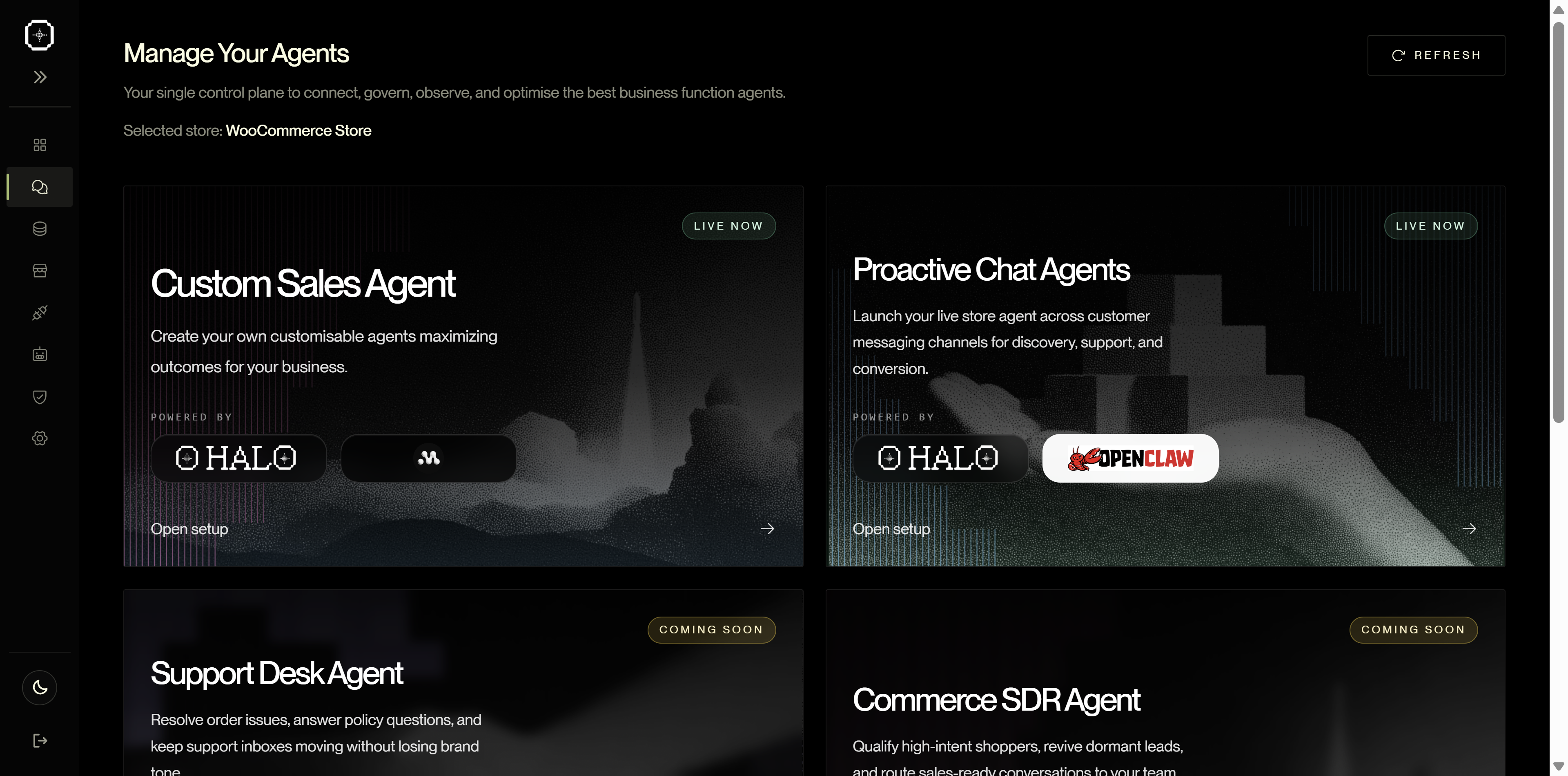 Halo console managing top-tier business agents