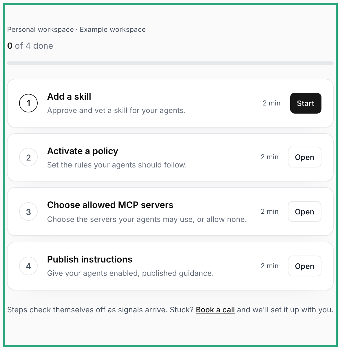 3. Complete the setup checklist in Halofy, with the relevant section highlighted.