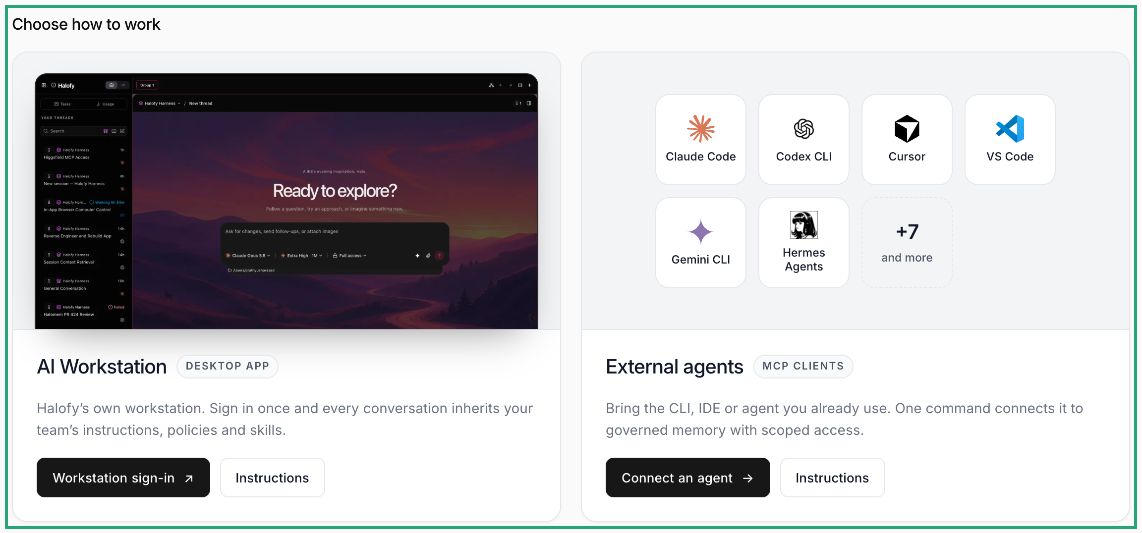 1. Choose your connection in Halofy, with the relevant section highlighted.
